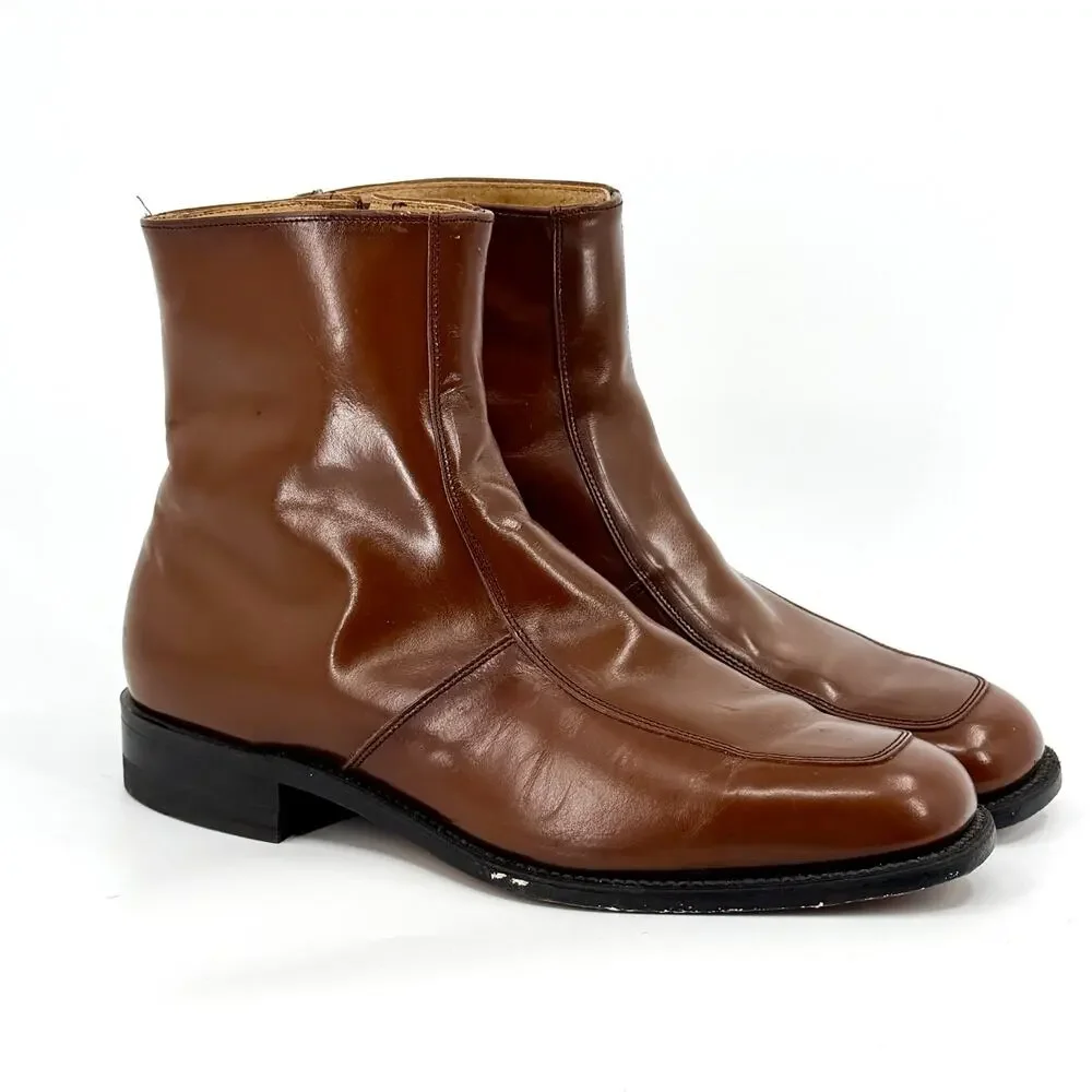 Vintage 70s O'Sullivan Brown Leather Mod Ankle Boots